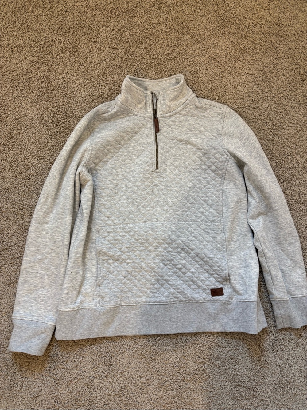 LL. Bean Women's Light Gray Quilted Quartee-Zip Pullover
